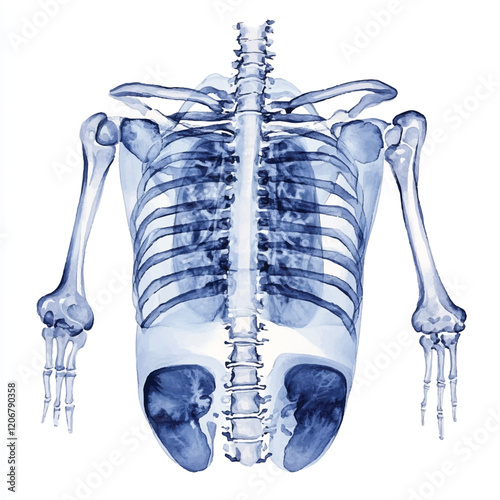 Xray watercolor clipart illustration