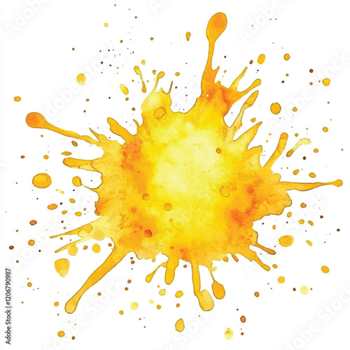 Yellow splash watercolor clipart illustration
