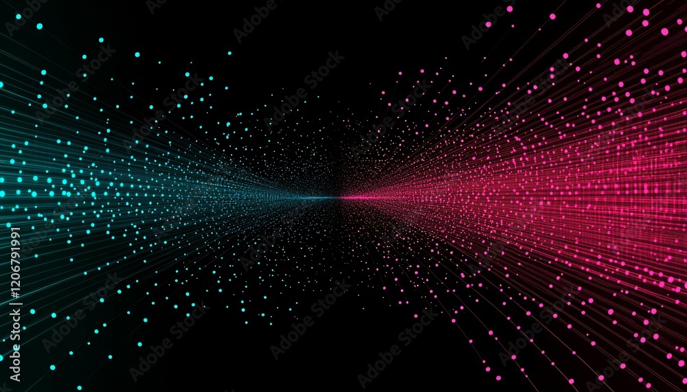 Fototapeta premium Abstract Digital Lights Converging In A Tunnel