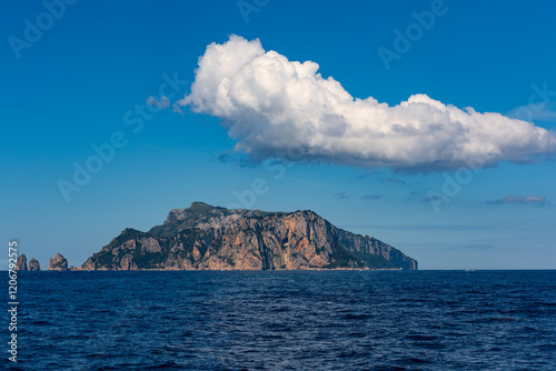 View from the sea to the Italian island of Capri
