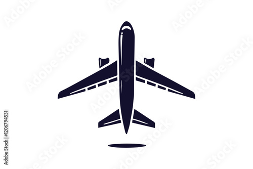 Airplane black and white simple icon vector illustration.