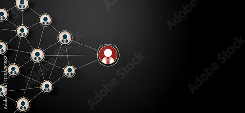 Human resource management, HRM and recruitment business concept. Focus Manager icon, One employee for leadership services.