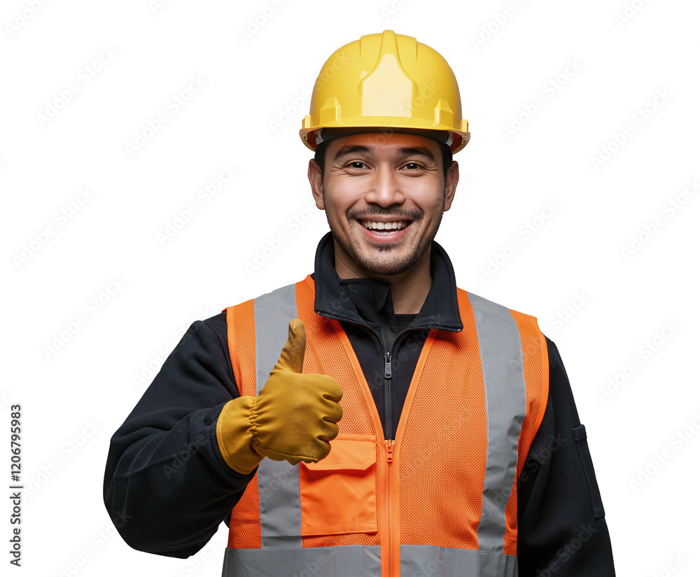 Construction worker smiling with thumbs up Construction worker smiling with thumbs up