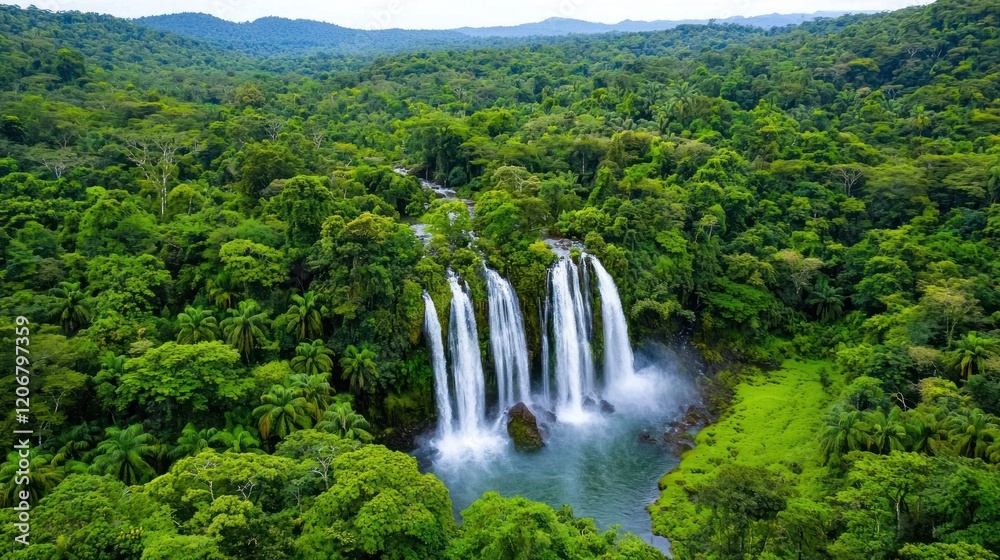 Naklejka premium Lush Tropical Waterfall