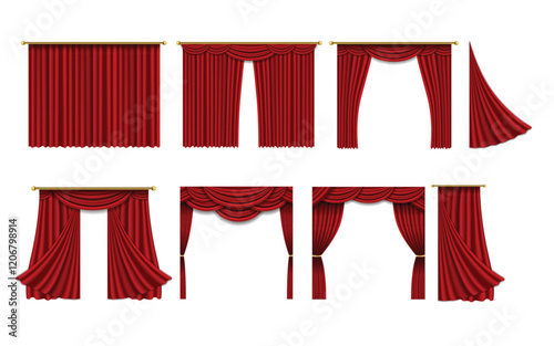 Realistic luxury curtain cornice decor domestic fabric interior drapery textile lambrequin,