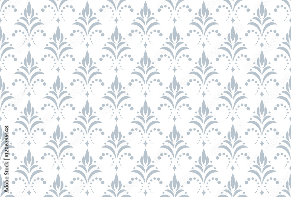 Flower geometric pattern. Seamless vector background. White and gray ornament Flower geometric pattern. Seamless vector background. White and gray ornament
