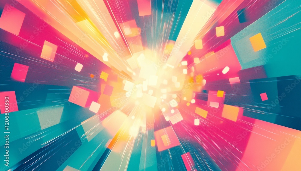Obraz premium Abstract Colorful Geometric Light Burst Design
