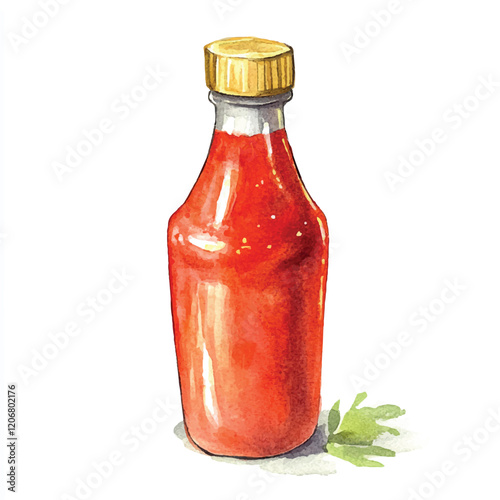 Ketchup watercolor clipart illustration