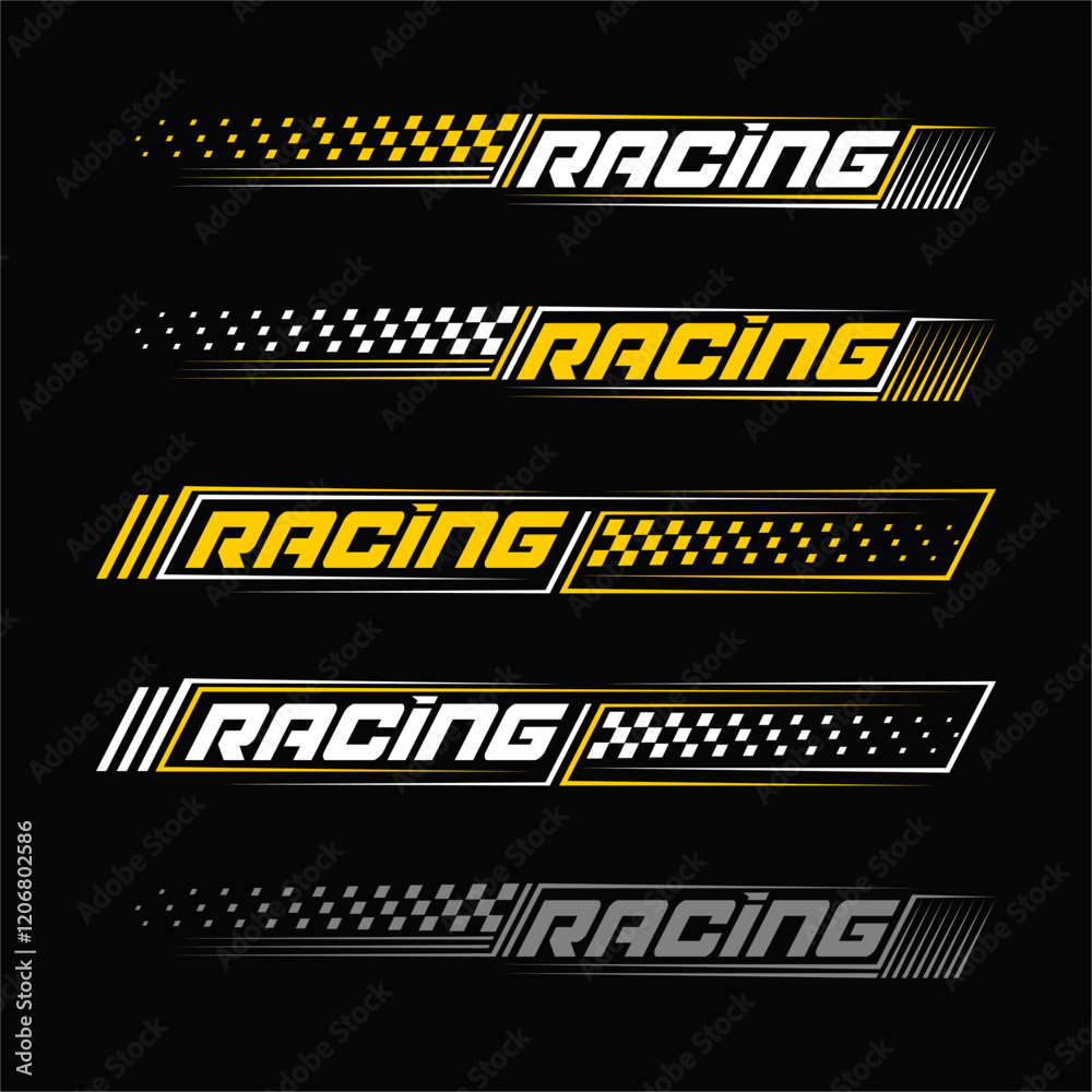 Obraz premium Racing white and yellow decal vector