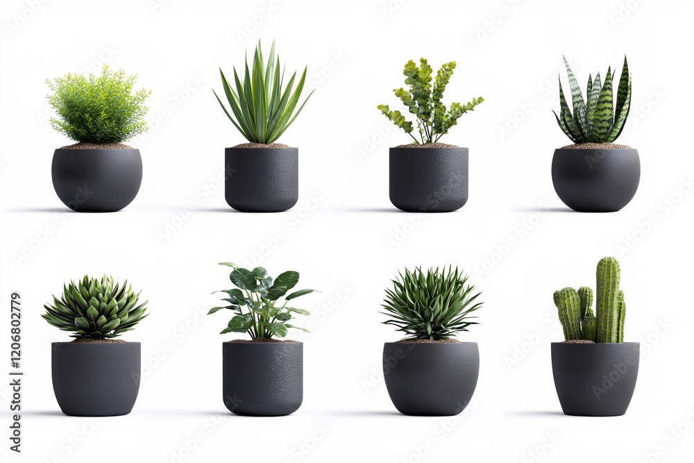 Fototapeta premium Modern Indoor Plants in Stylish Black Pots for Home and Office Decoration