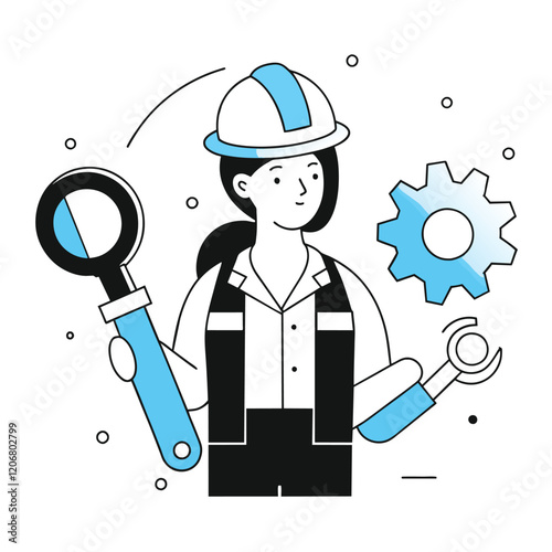 Female Engineer with Tools Ready to Solve Problems