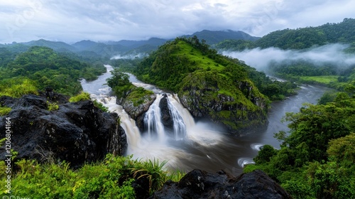 Lush Tropical Waterfall Landscape