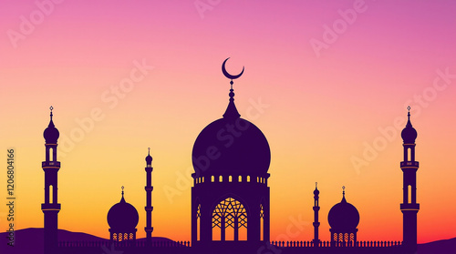 Intricate Minarets with Crescent Moon