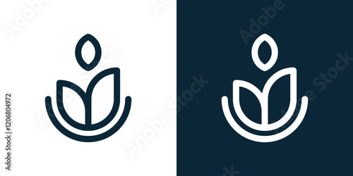 Leaf line art logo grows, freshness logo, serenity ,vector logo, illustration, symbol, creative, clean.