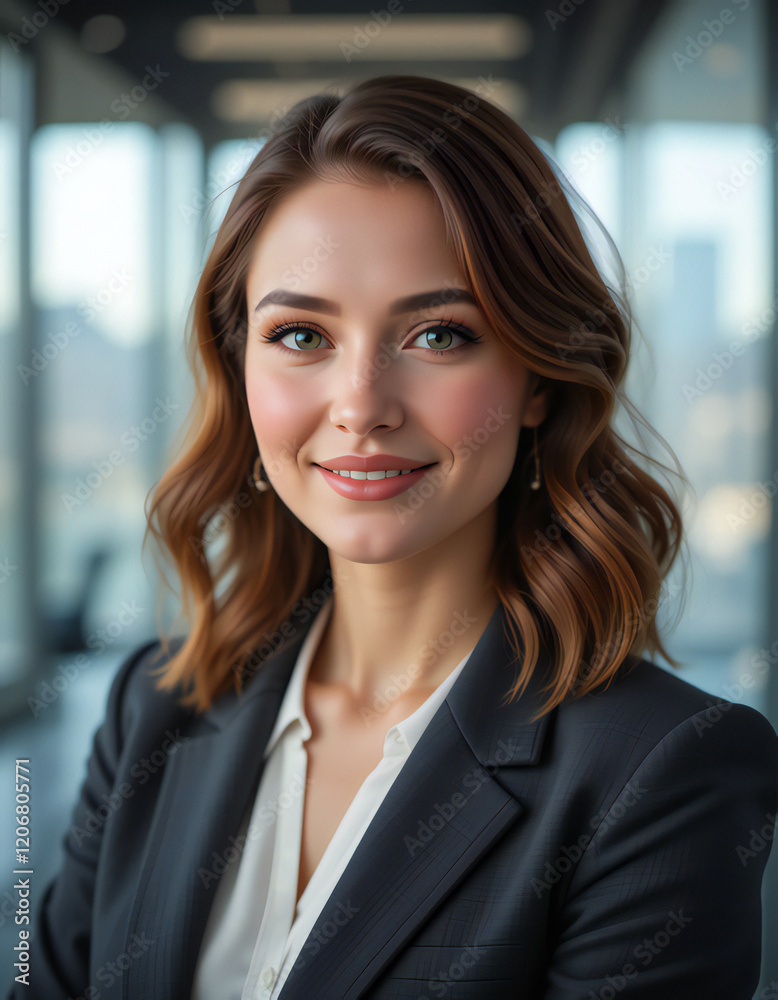 Professional Portrait of a Confident Businesswoman in a Modern Office Setting Professional Portrait of a Confident Businesswoman in a Modern Office Setting