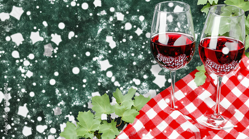 Celebration toast with red wine festive table food and drink scene cozy winter environment close-up view photo