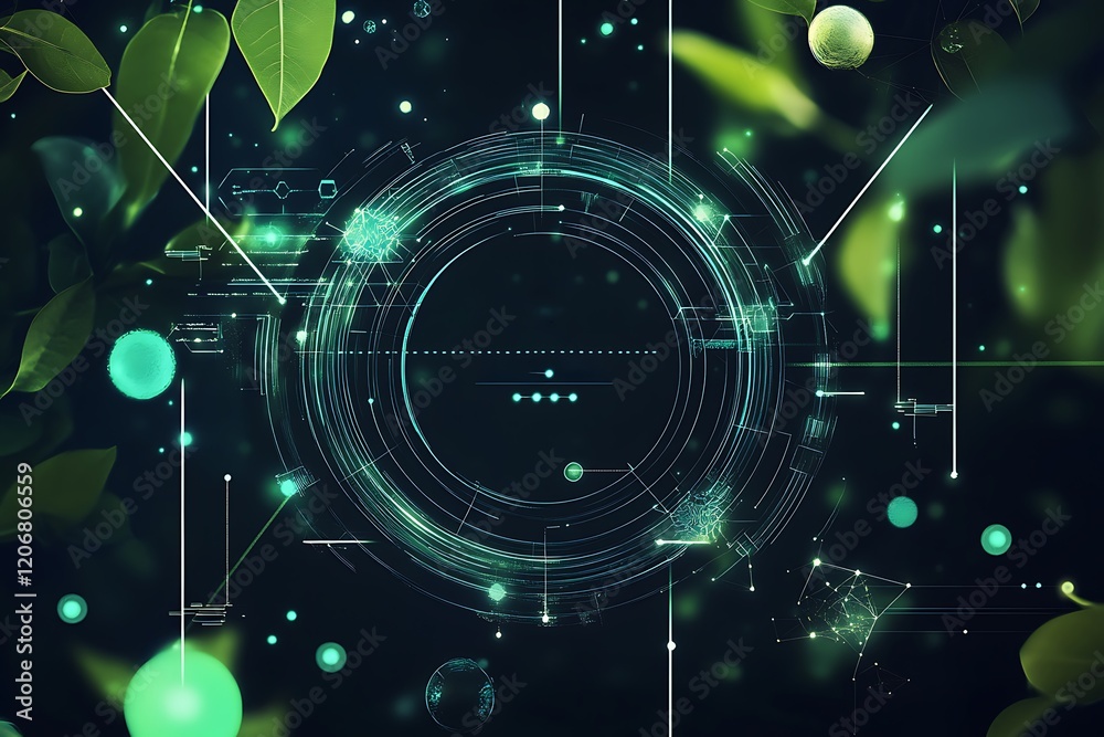 Obraz premium Futuristic Technology Meets Nature: Interconnected Systems of Growth