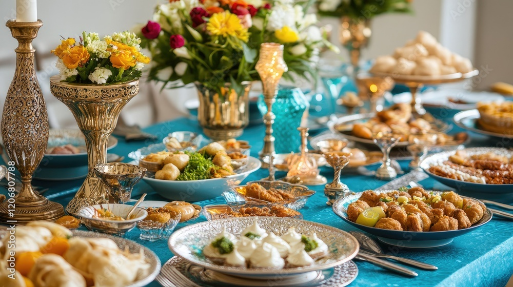 Lavish Festive Table Setting with Moroccan-Inspired Decor Lavish Festive Table Setting with Moroccan-Inspired Decor