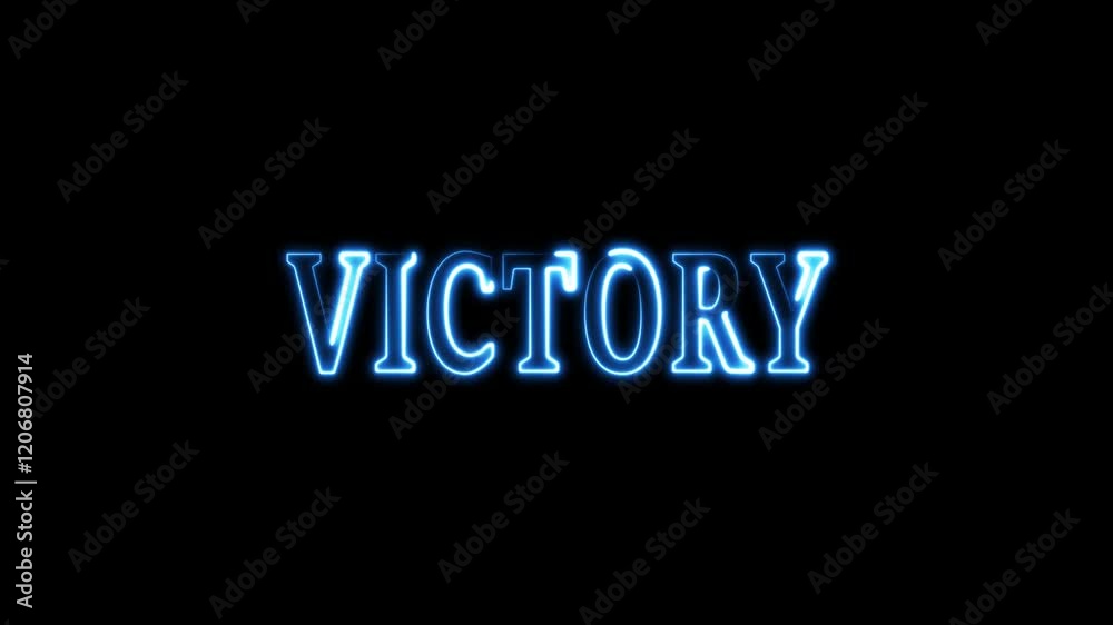Glowing  Victory Text animation Dark Background.4k video.