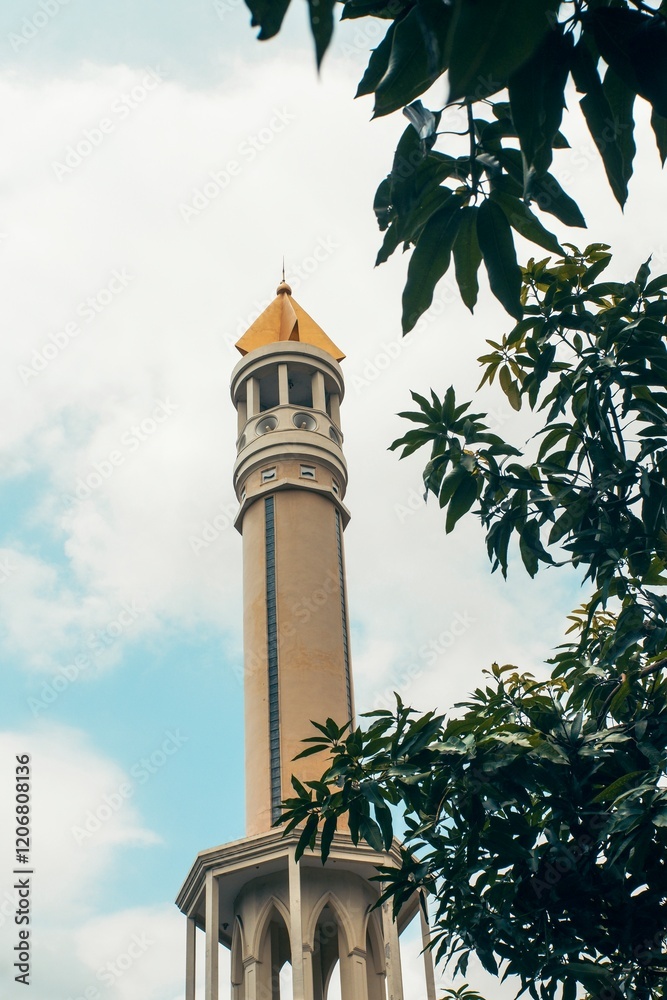 Stunning Mosque Tower Against a Clear Blue Sky Stunning Mosque Tower Against a Clear Blue Sky