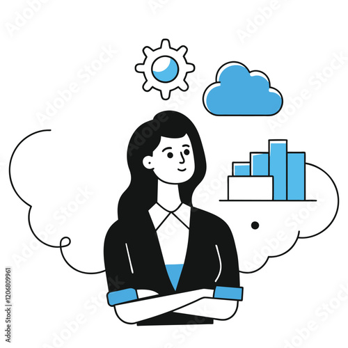  dreaming business illustration of a woman 