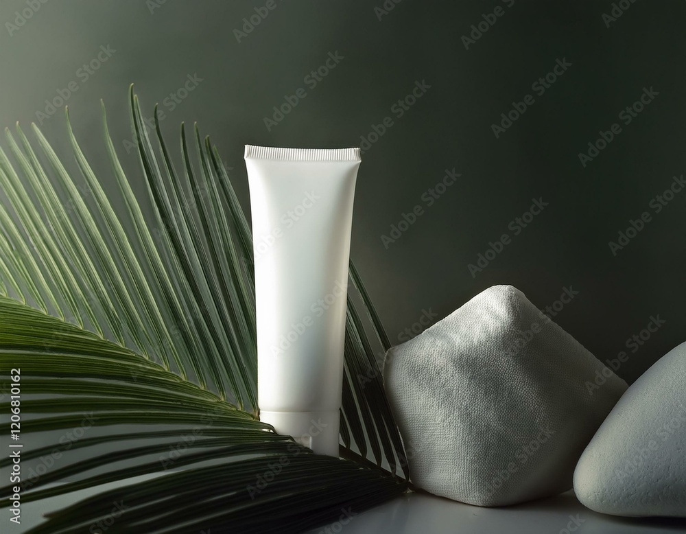 Generated image cosmetic collection with pastel background, mockup blank packaging Generated image cosmetic collection with pastel background, mockup blank packaging