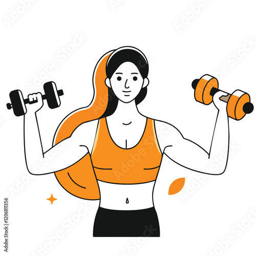  body building business illustration of a woman Woman lifting dumbbells a fitness illustration