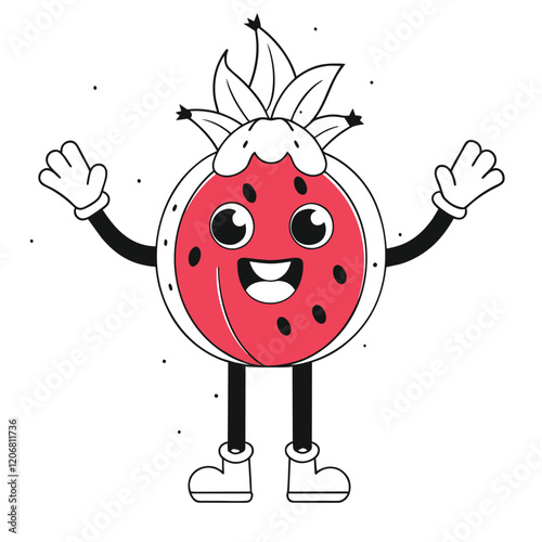 Cheerful Watermelon Character Ready to Greet