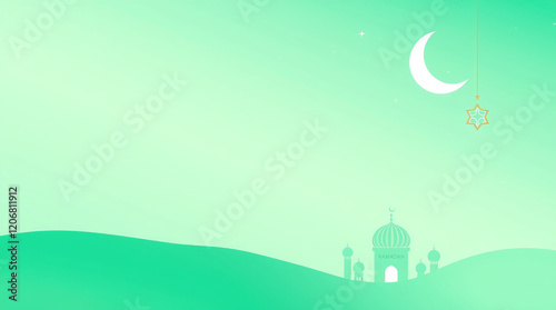 A minimalist design on a clear background featuring the spiritual essence of Ramadan