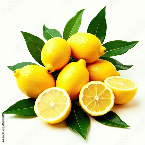 Wallpaper Mural A fresh set of juicy lemons splashing with vibrant green leaves, isolated.







 Torontodigital.ca