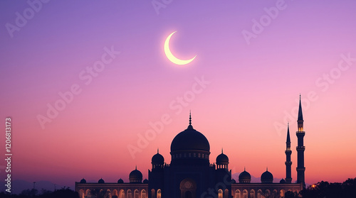 Mosque Silhouette at Twilight
