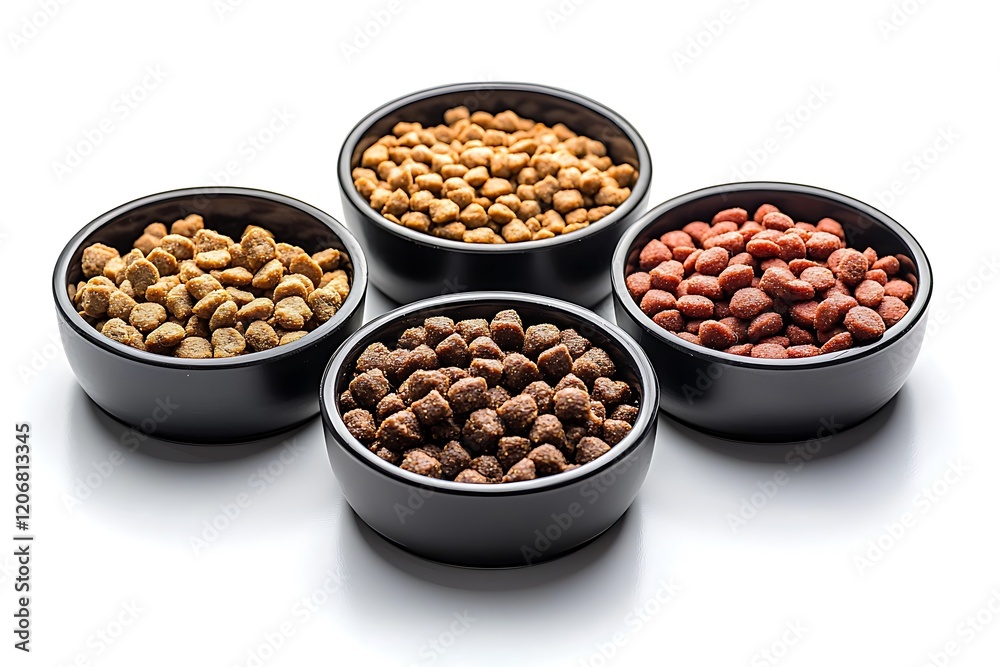 Presentation of dried dog and cat food, isolated to focus on balanced nutritional value. Presentation of dried dog and cat food, isolated to focus on balanced nutritional value.