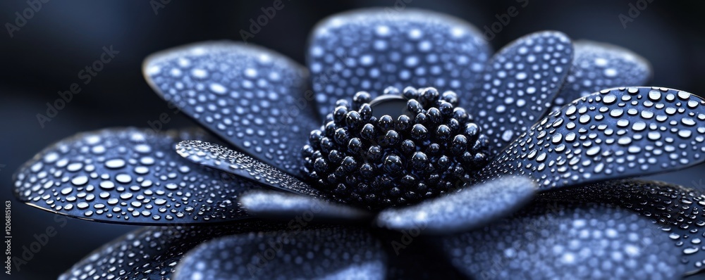 Fototapeta premium Abstract Robotic Flower Metallic Petals Reflecting Tech Art, a Digital Bloom of Reflective Patterns and Futuristic Design This high-resolution image showcases a unique blend of technology and