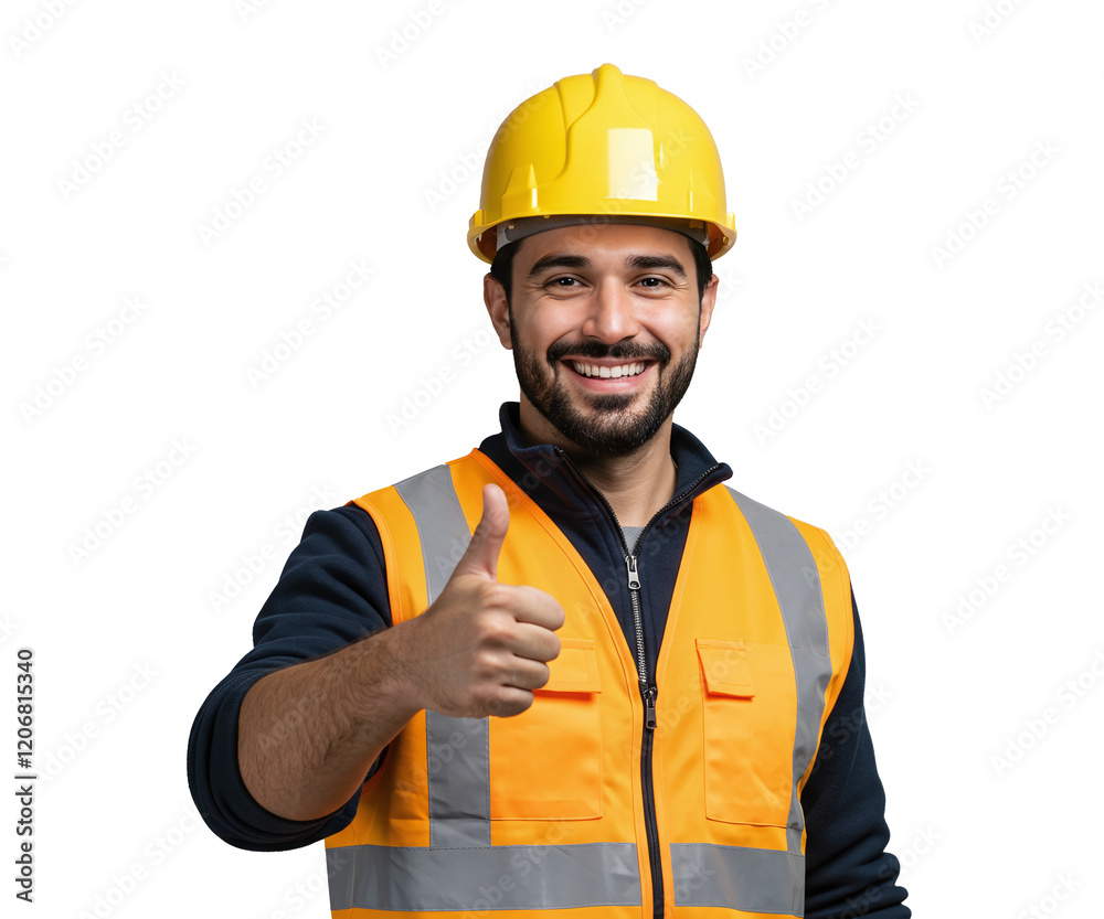Construction worker smiling with thumbs up Construction worker smiling with thumbs up