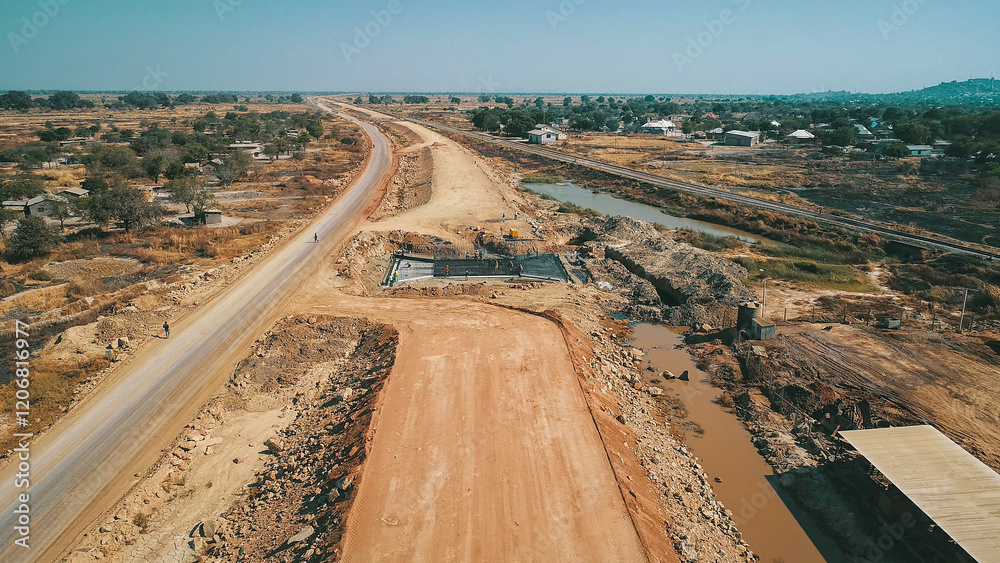 Aerial View of Road Construction Site Aerial View of Road Construction Site
