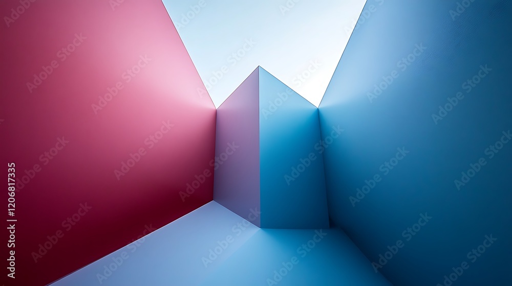 Fototapeta premium Abstract geometric shapes in pink and blue hues