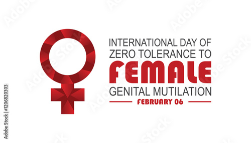 February is International Day of Zero Tolerance to Female Genital Mutilation . Vector template Design for banner, greeting card, poster, prints, social media post ,flyer , T shirt with background.