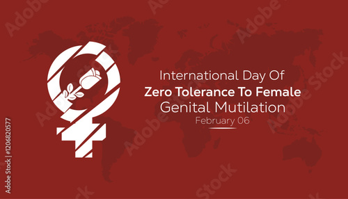 February is International Day of Zero Tolerance to Female Genital Mutilation . Vector template Design for banner, greeting card, poster, prints, social media post ,flyer , T shirt with background.