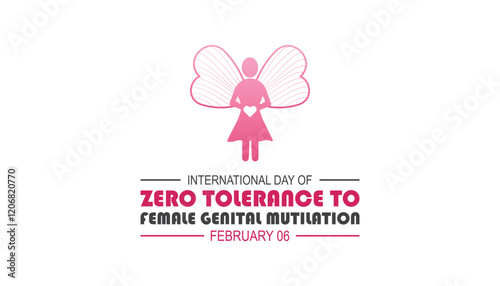 February is International Day of Zero Tolerance to Female Genital Mutilation . Vector template Design for banner, greeting card, poster, prints, social media post ,flyer , T shirt with background.