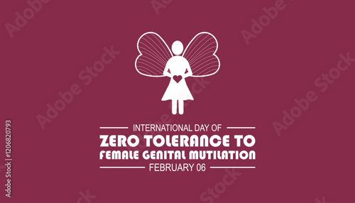 February is International Day of Zero Tolerance to Female Genital Mutilation . Vector template Design for banner, greeting card, poster, prints, social media post ,flyer , T shirt with background.