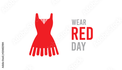 February is National Wear Red Day. Vector template Design for banner, greeting card, poster, prints, social media post ,flyer , T shirt with background.