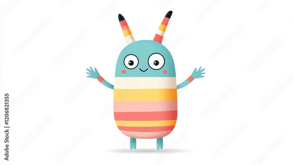 Playful and Colorful Cartoon Creature with Stripes and Big Eyes Perfect for Children’s Illustrations, Design Projects, and Fun Marketing Materials Playful and Colorful Cartoon Creature with Stripes and Big Eyes Perfect for Children’s Illustrations, Design Projects, and Fun Marketing Materials