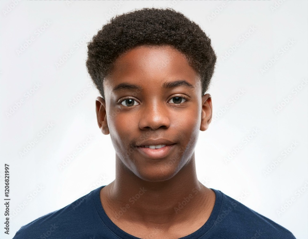 Portrait of African Teenager with Defined Defined Defined Defined Medium Curls and Braids on White Background Portrait of African Teenager with Defined Defined Defined Defined Medium Curls and Braids on White Background