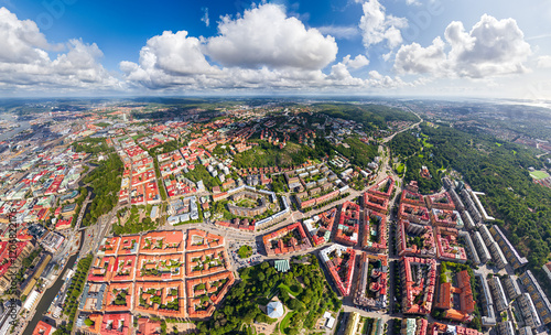 Gothenburg, Sweden. Skansen Kronan - fortress tower. Panorama of the city in summer in cloudy weather. Aerial view photo