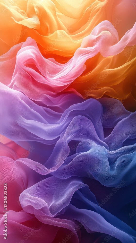 Fototapeta premium Abstract Colorful Fabric Drapery: A Symphony of Hues and Textures