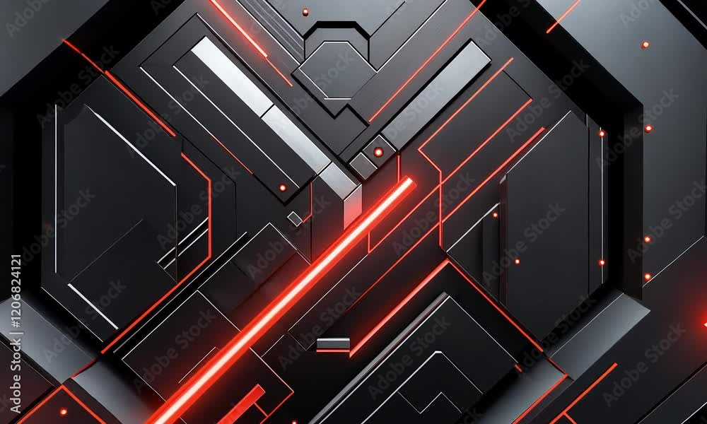 Abstract Red and Black Tech Background Video Loop