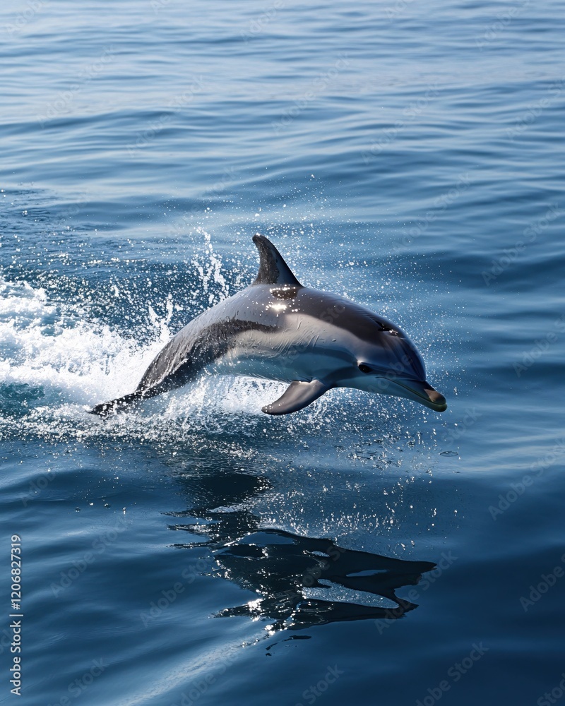 Fototapeta premium Dolphin Leaping Ocean Waves Aquatic Mammal Wildlife Nature Scene