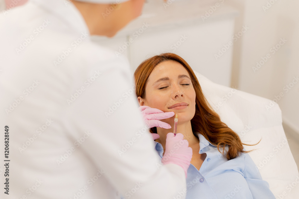 Expert cosmetic treatment enhancing beauty with care and precision during a rejuvenating session in a serene clinic environment Expert cosmetic treatment enhancing beauty with care and precision during a rejuvenating session in a serene clinic environment