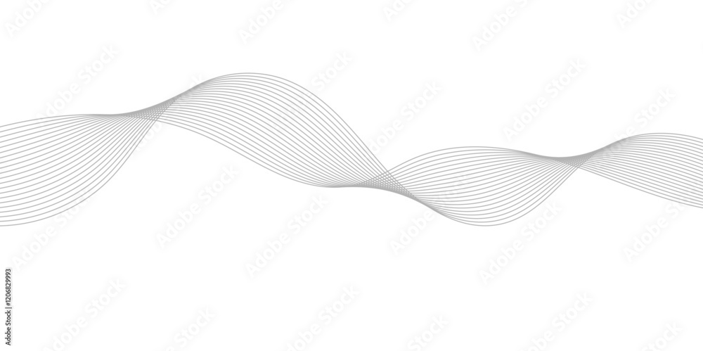 Fototapeta premium Curved stroke lines wave digital drawing abstract vector lines background 