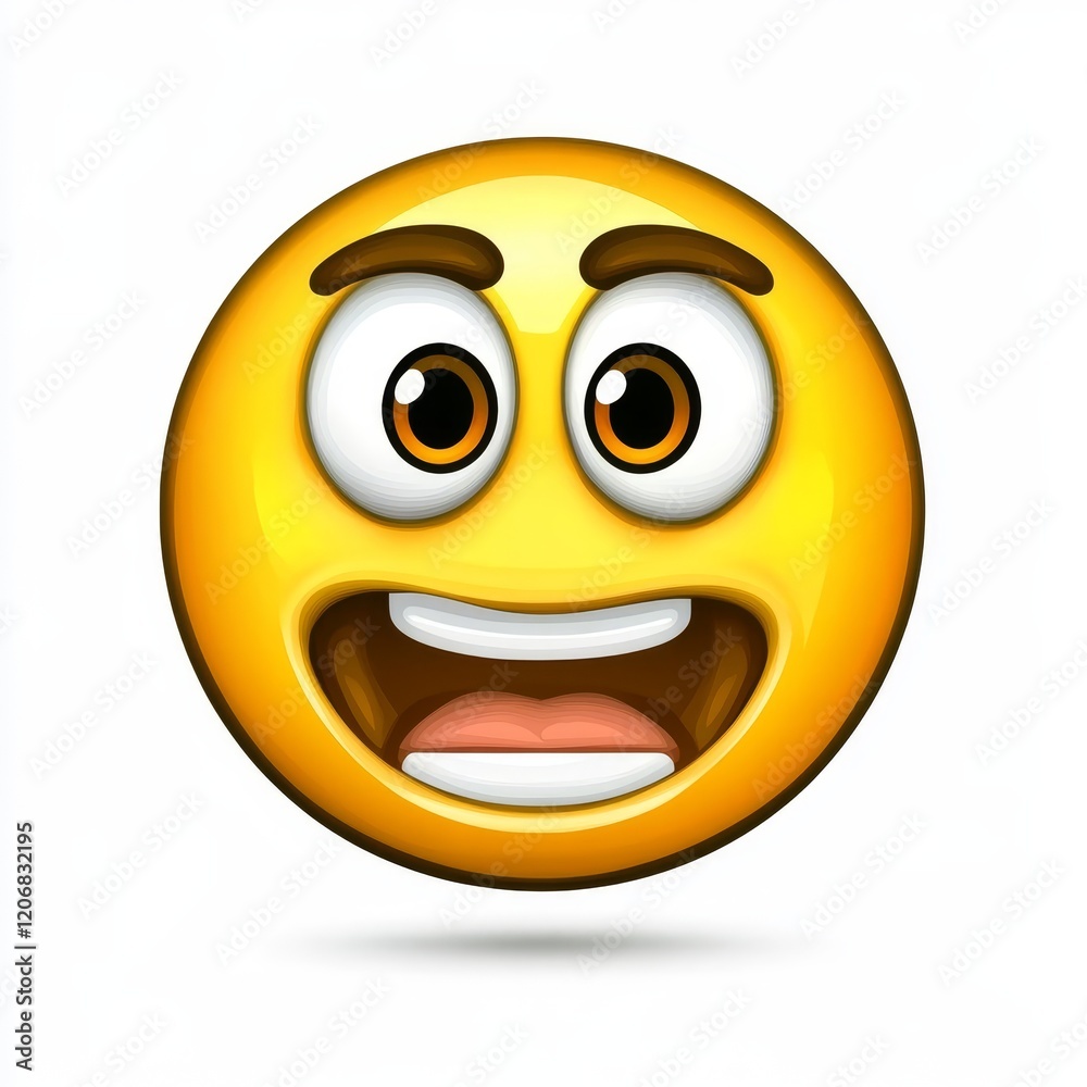 Bright and Cheerful Emoji Face with Big Eyes and Wide Smile, Perfect for Expressing Happiness, Joy, Excitement, and Positive Emotions in Digital Communication and Social Media Bright and Cheerful Emoji Face with Big Eyes and Wide Smile, Perfect for Expressing Happiness, Joy, Excitement, and Positive Emotions in Digital Communication and Social Media